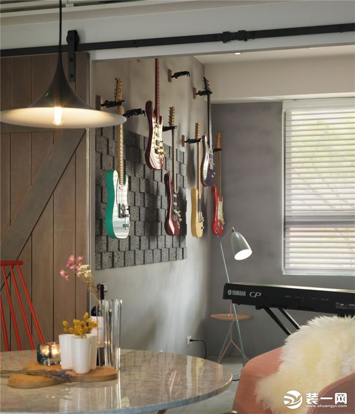 工业风乐器墙装修效果图